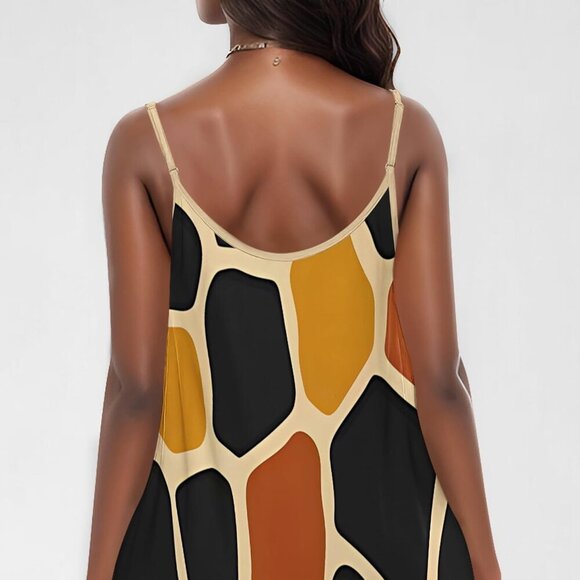 Plus Size Women's Summer Maxi Dress Spaghetti Print Long Beach Sundress - Picture 8 of 8